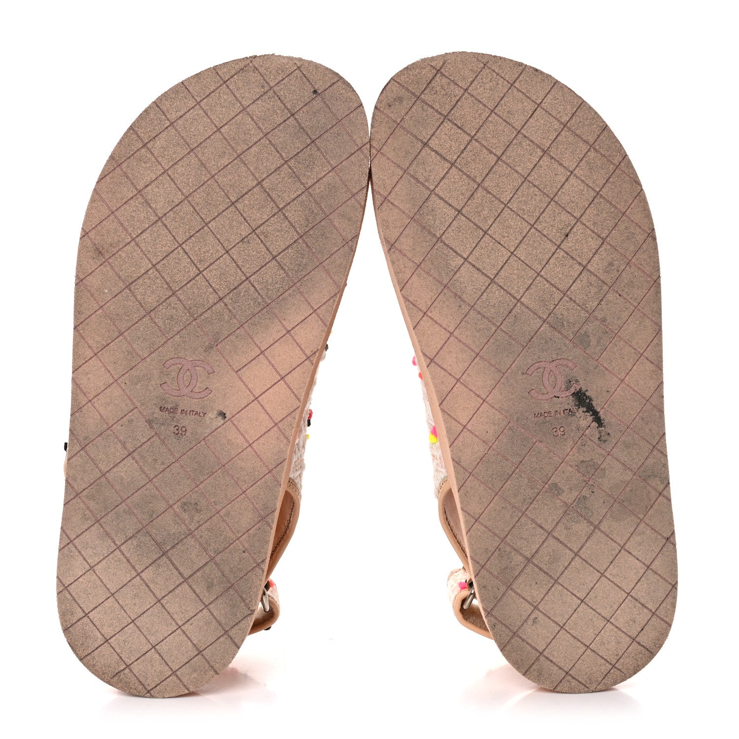 Chanel Tweed Lambskin Dad Sandals 39 Pink Multicolor 5 of 13