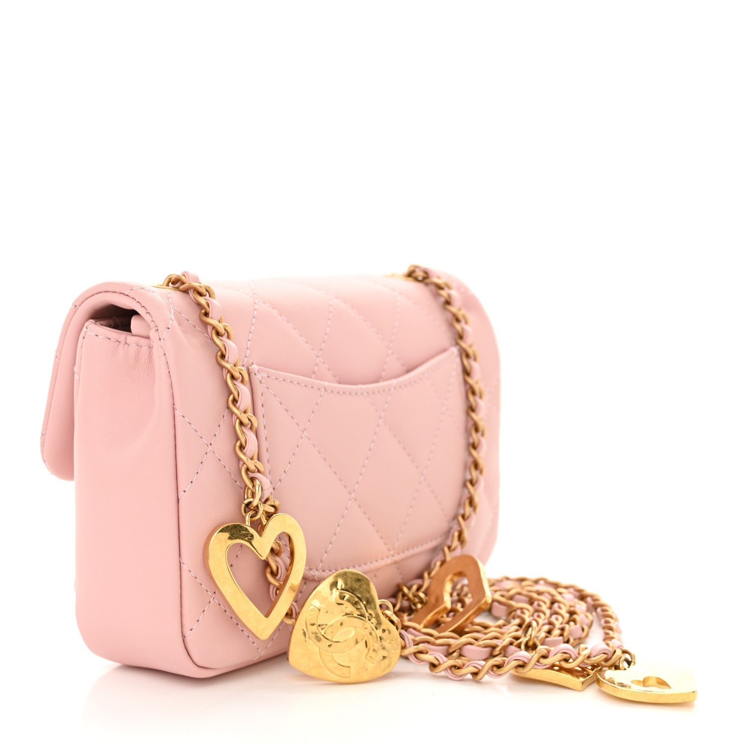 Chanel Lambskin Quilted Mini Heart Charms Flap Light Pink 3 of 10