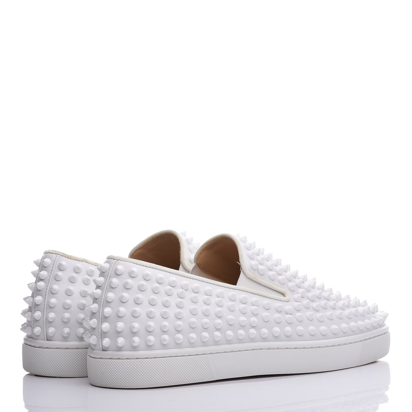 Calfskin Spikes Mens Roller Boat Flat 39 White
