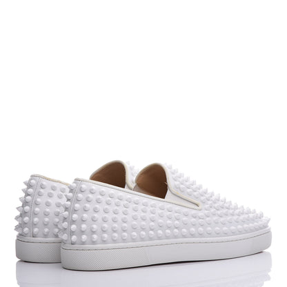 Christian Louboutin Calfskin Spikes Mens Roller Boat Flat 39 White 4 of 14