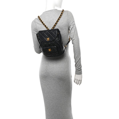 Chanel Lambskin Quilted Drawstring Backpack Black 2 of 15