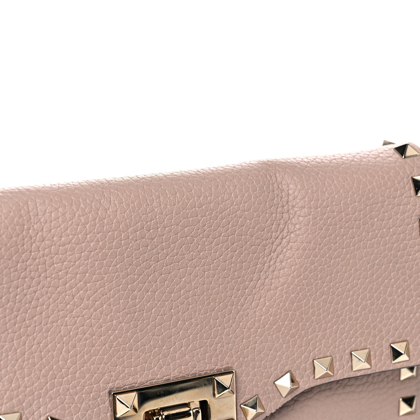 Pebbled Calfskin Medium Rockstud Flip Lock Crossbody Bag Poudre