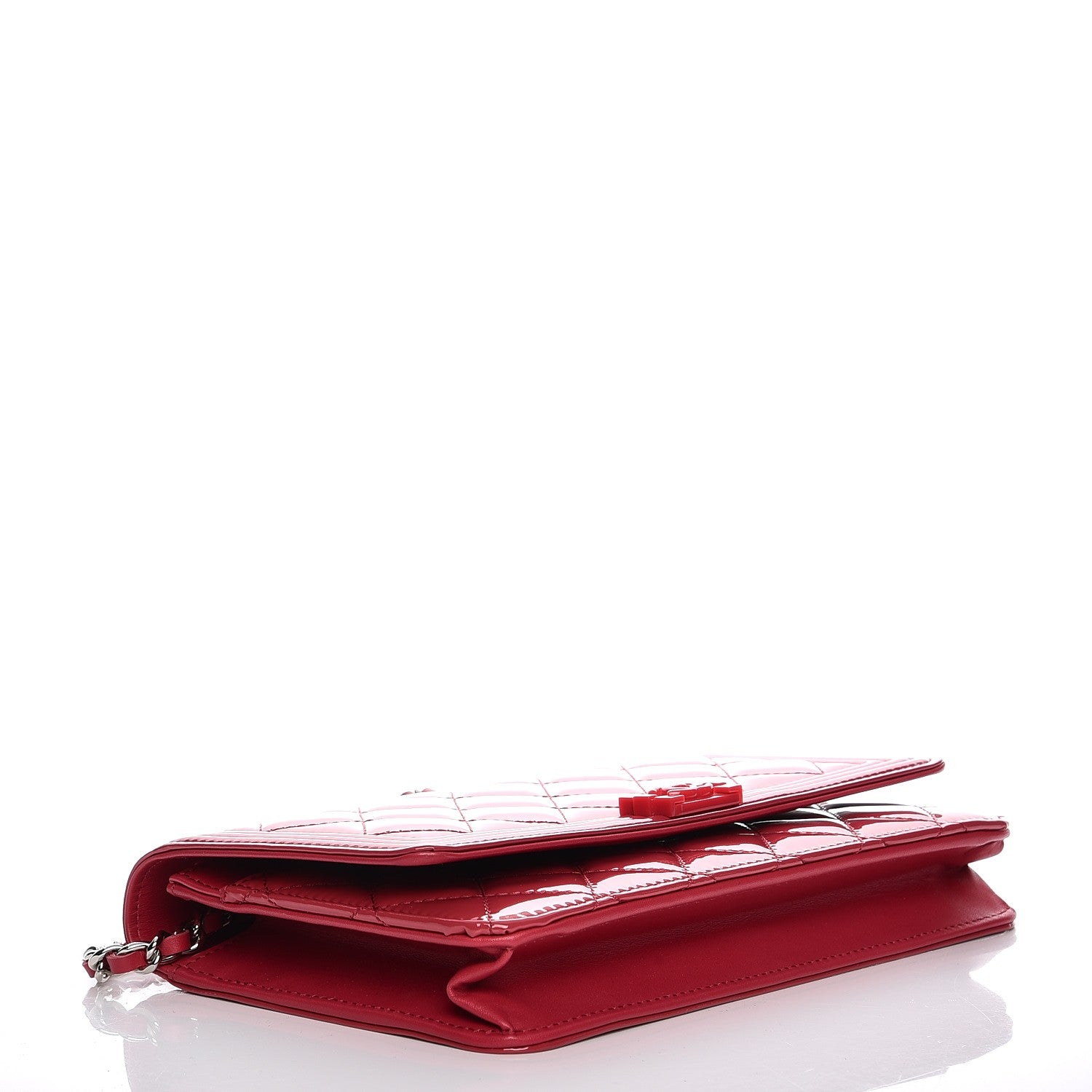 Chanel Patent Calfskin Quilted Boy Wallet On Chain WOC Pink 4 of 8
