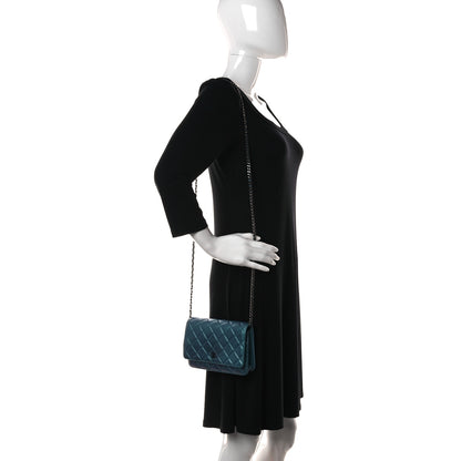 Chanel Iridescent Lambskin Quilted Wallet On Chain WOC Turquoise 2 of 14