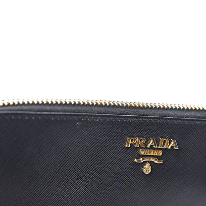 Prada Saffiano Metal Zip Around Wallet Black 7 of 8