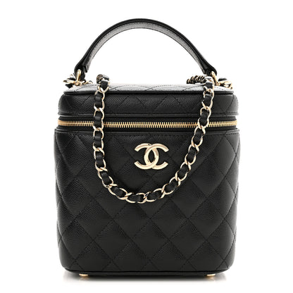 Chanel Caviar Quilted Small Top Handle Vanity Case With Chain Black 1 of 9