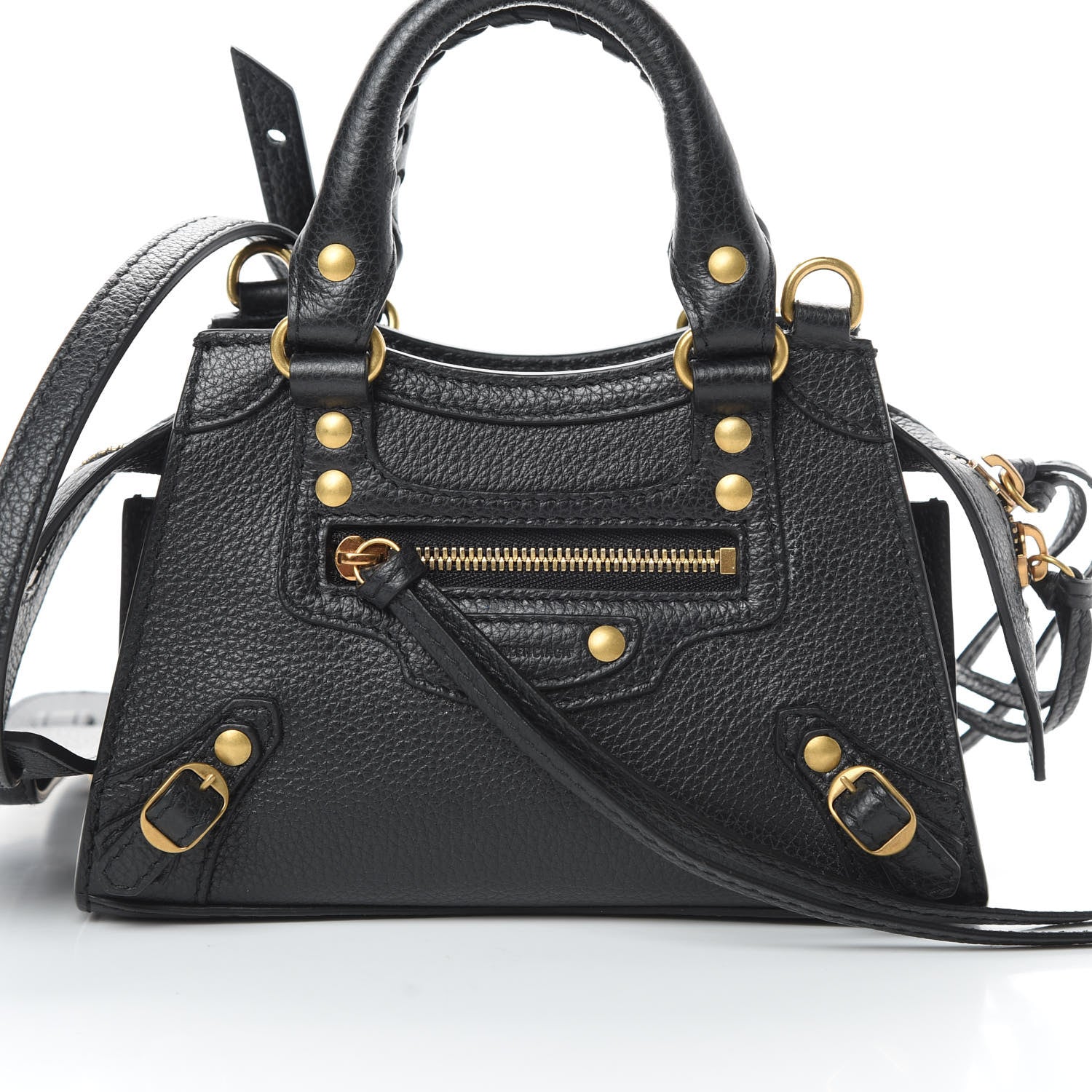 Balenciaga Grained Calfskin Neo Classic Gold Hardware Nano City Crossbody Black 8 of 11