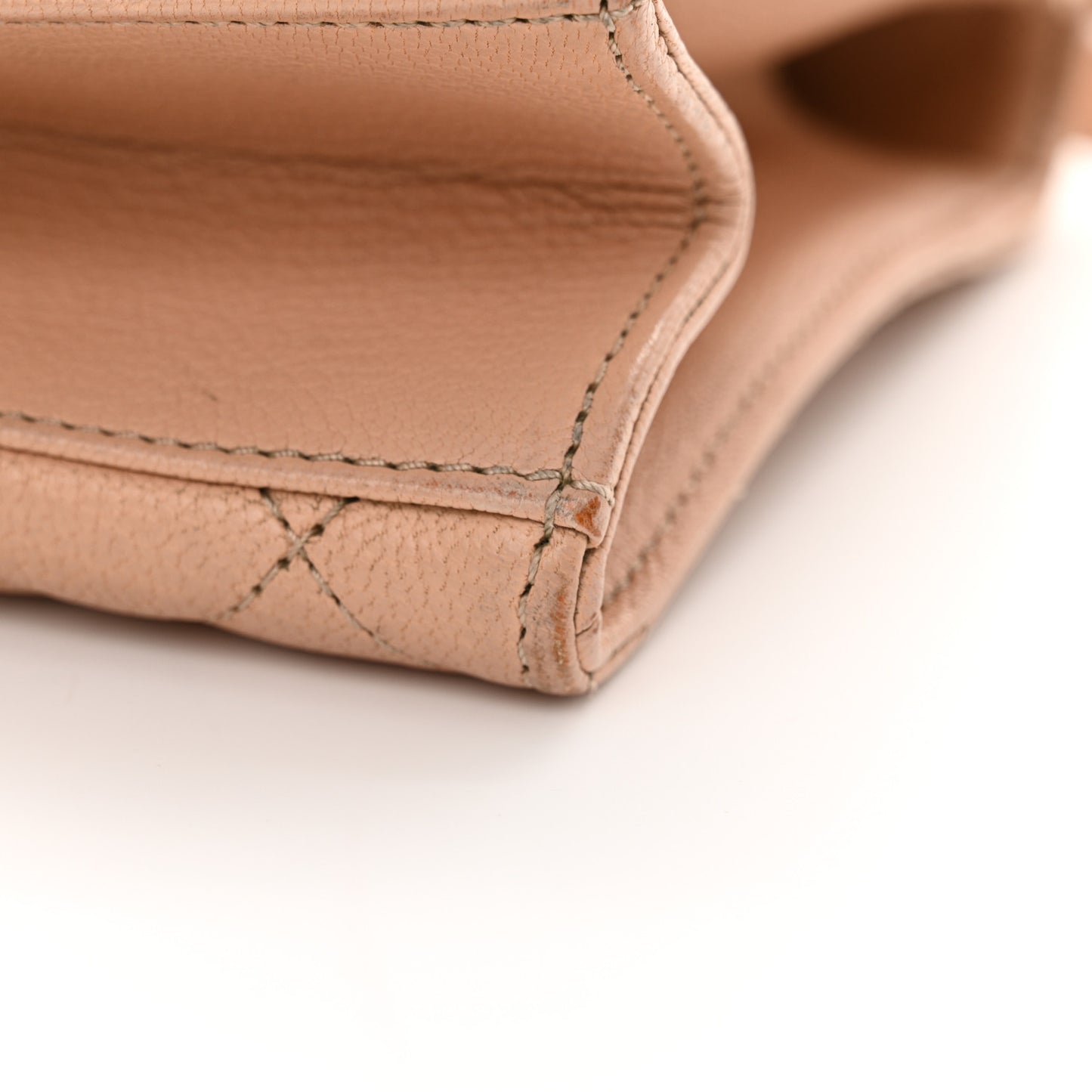 Goatskin Quilted Large Rita Top Handle Flap Beige