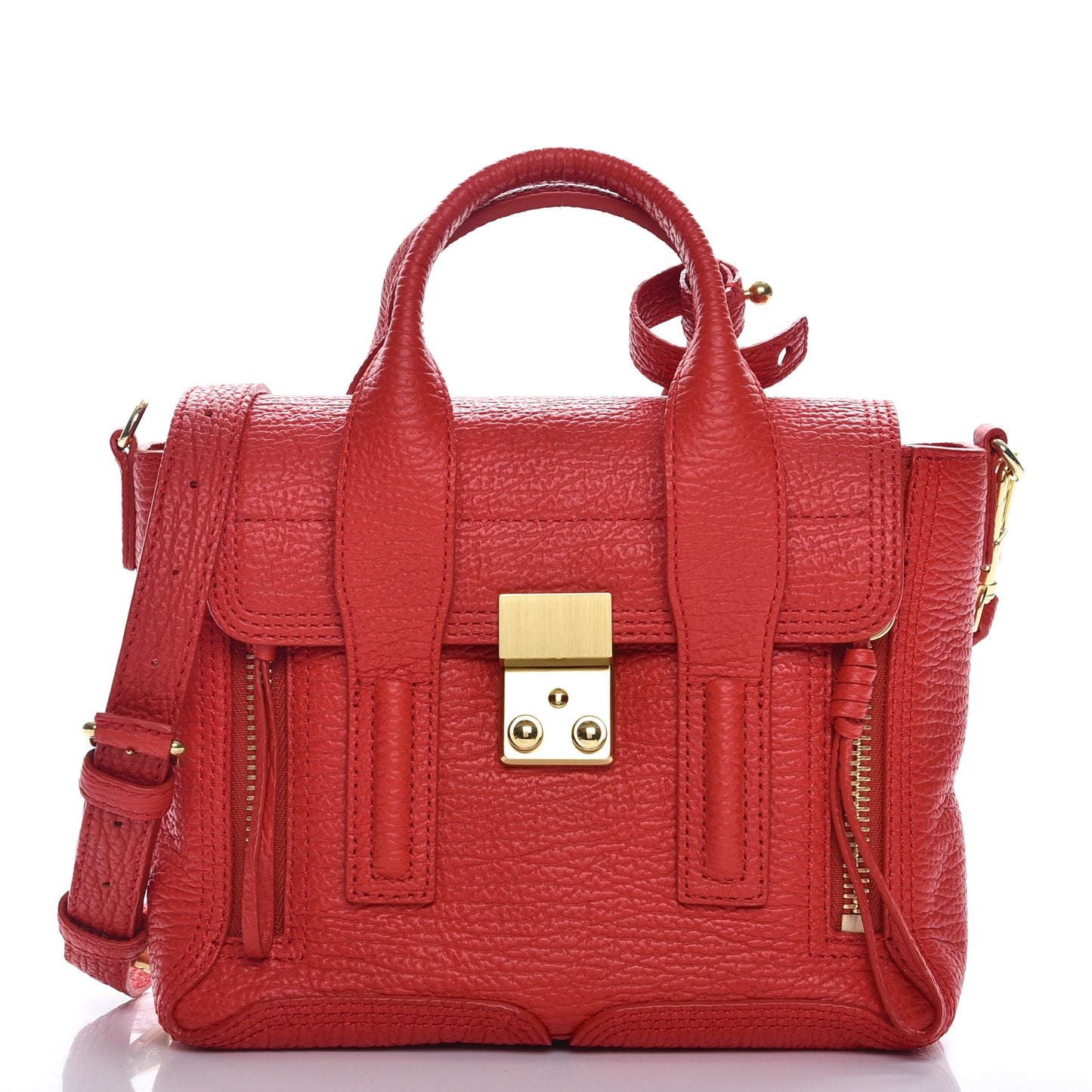 3.1 Textured Calfskin Mini Pashli Satchel Red