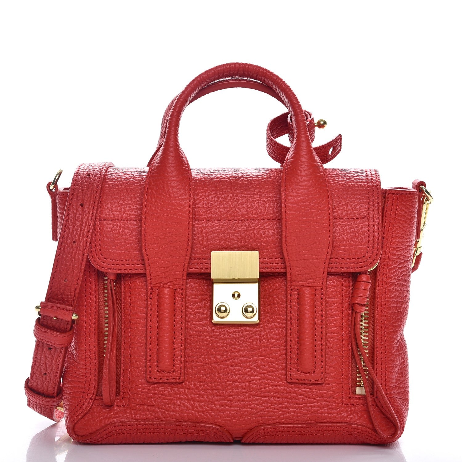 3.1 Phillip Lim 3.1 Textured Calfskin Mini Pashli Satchel Red 1 of 8