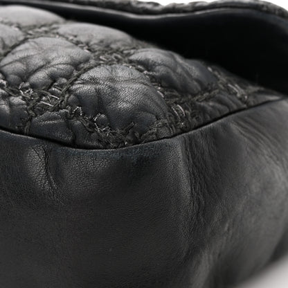 Chanel Lambskin Tweed Double Stitch Maxi Flap Black 13 of 16