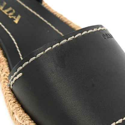 Prada Vitello Montana Logo Espadrille Sandals 36 Black 9 of 9