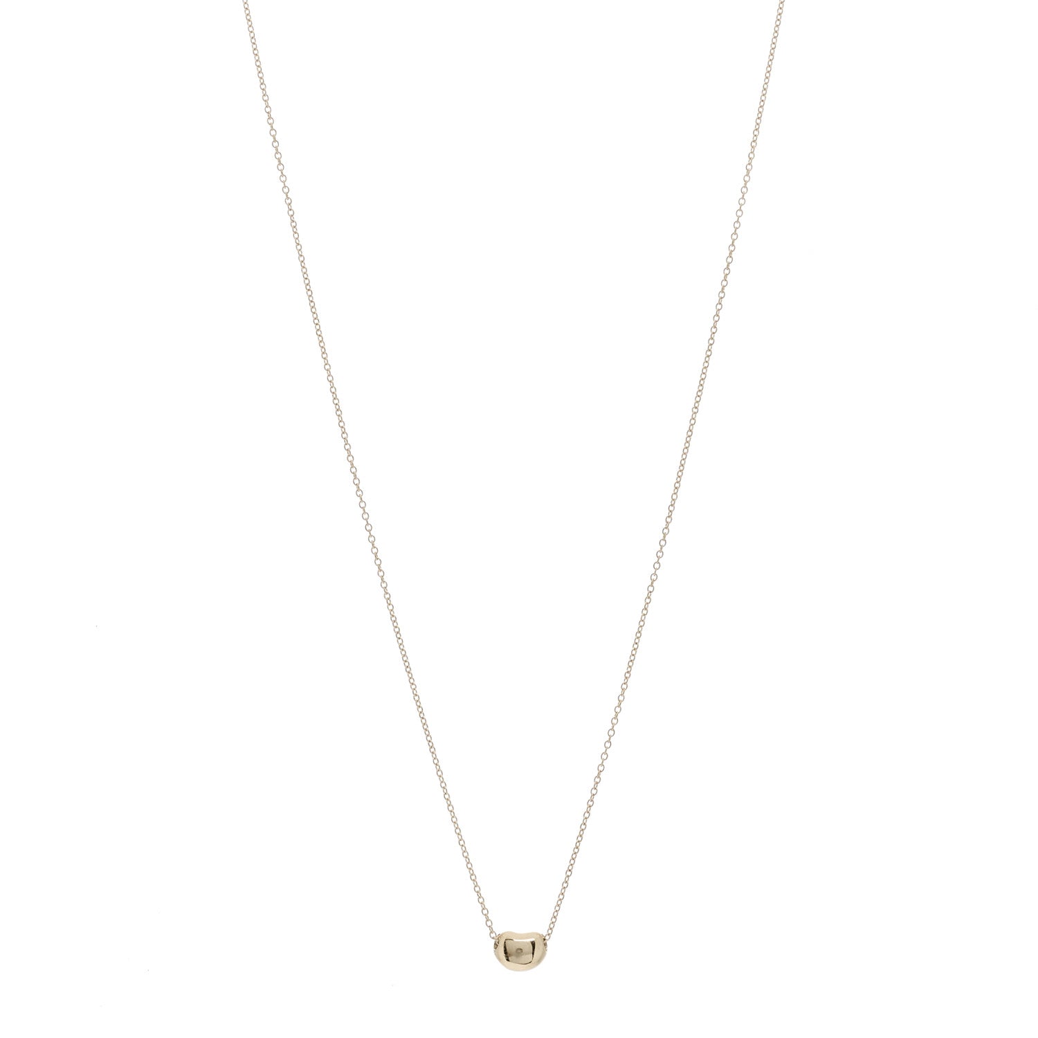 Tiffany 18K Yellow Gold 6.5mm Elsa Peretti Bean Pendant Necklace 1 of 4