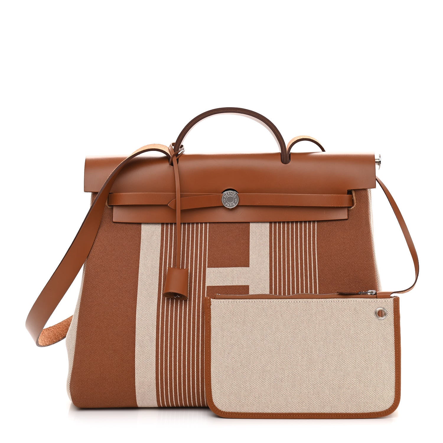 Hermes Vache Hunter Toile H Vibration Herbag Zip 39 MM Fauve Ecru Beige 1 of 11