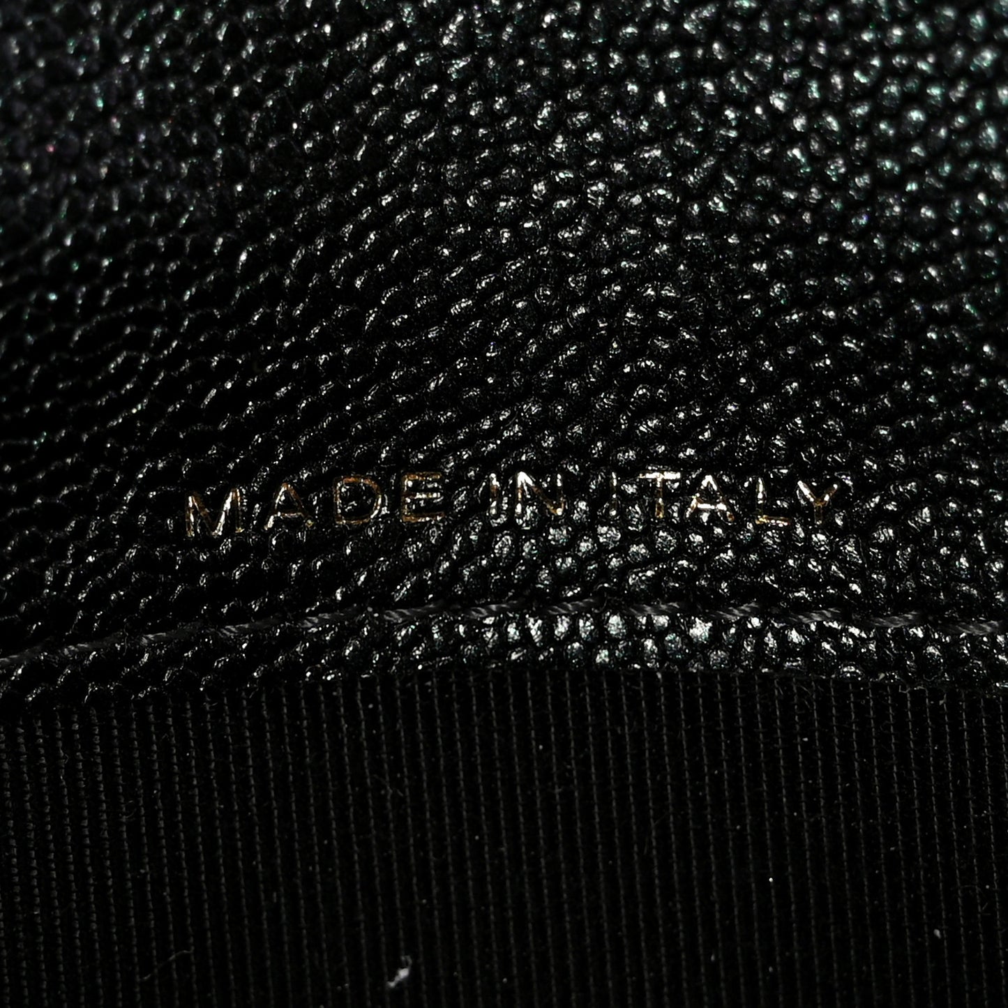 Iridescent Caviar Quilted Medium Flap Wallet Black