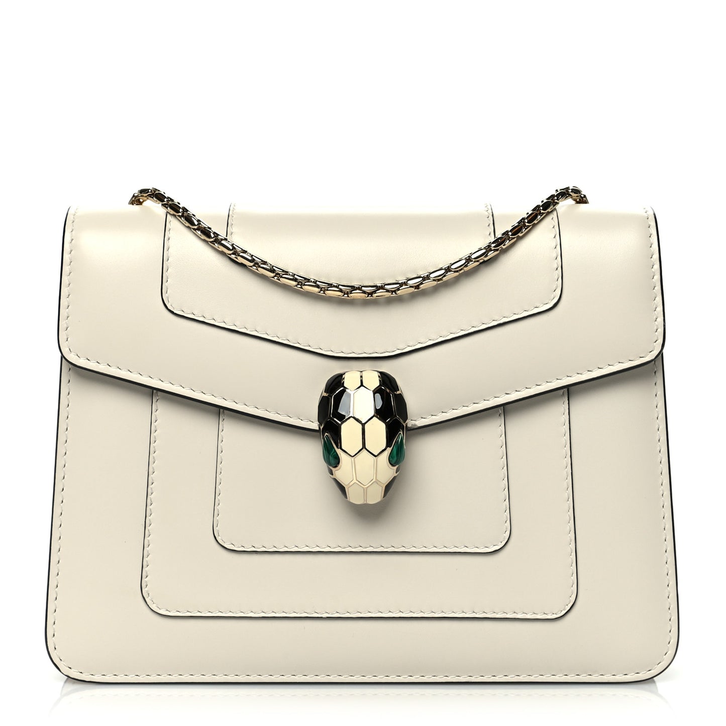 Calfskin Small Serpenti Forever Snake Strap Crossbody Bag White Agate