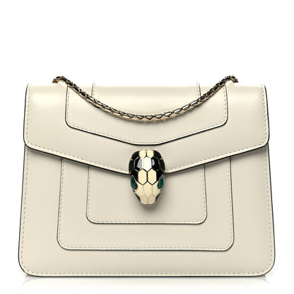 Bulgari Calfskin Small Serpenti Forever Snake Strap Crossbody Bag White Agate 2 of 11