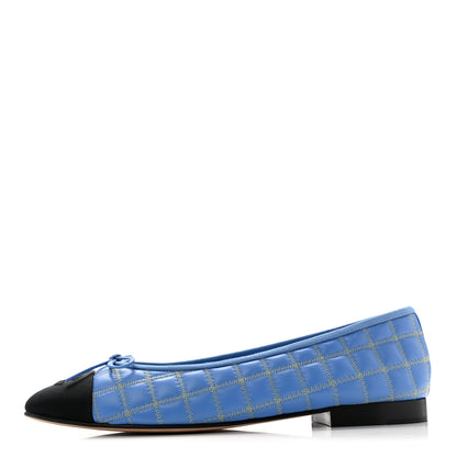 Chanel Lambskin Embroidered Grosgrain Cap Toe CC Ballerina Flats 40 Blue Yellow Black 1 of 9