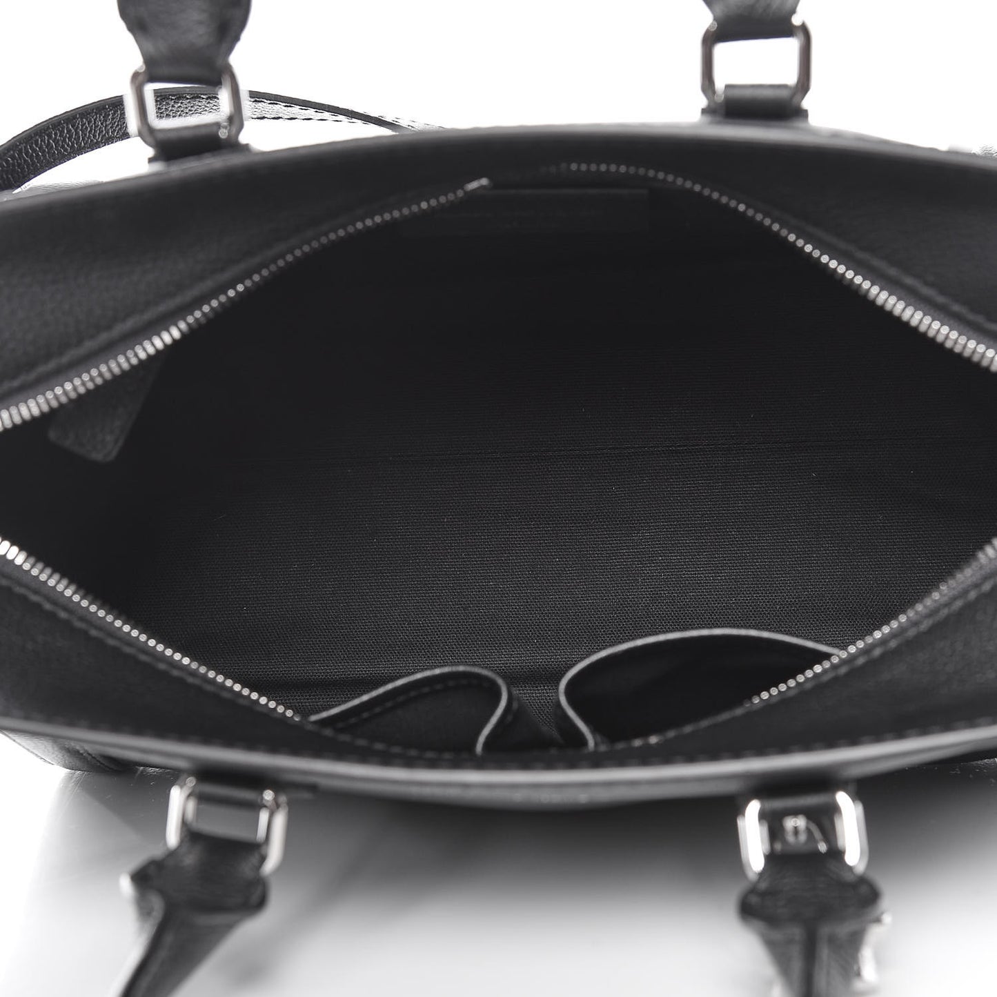 Pebbled Calfskin Small Skull Padlock Zip Around Tote Black