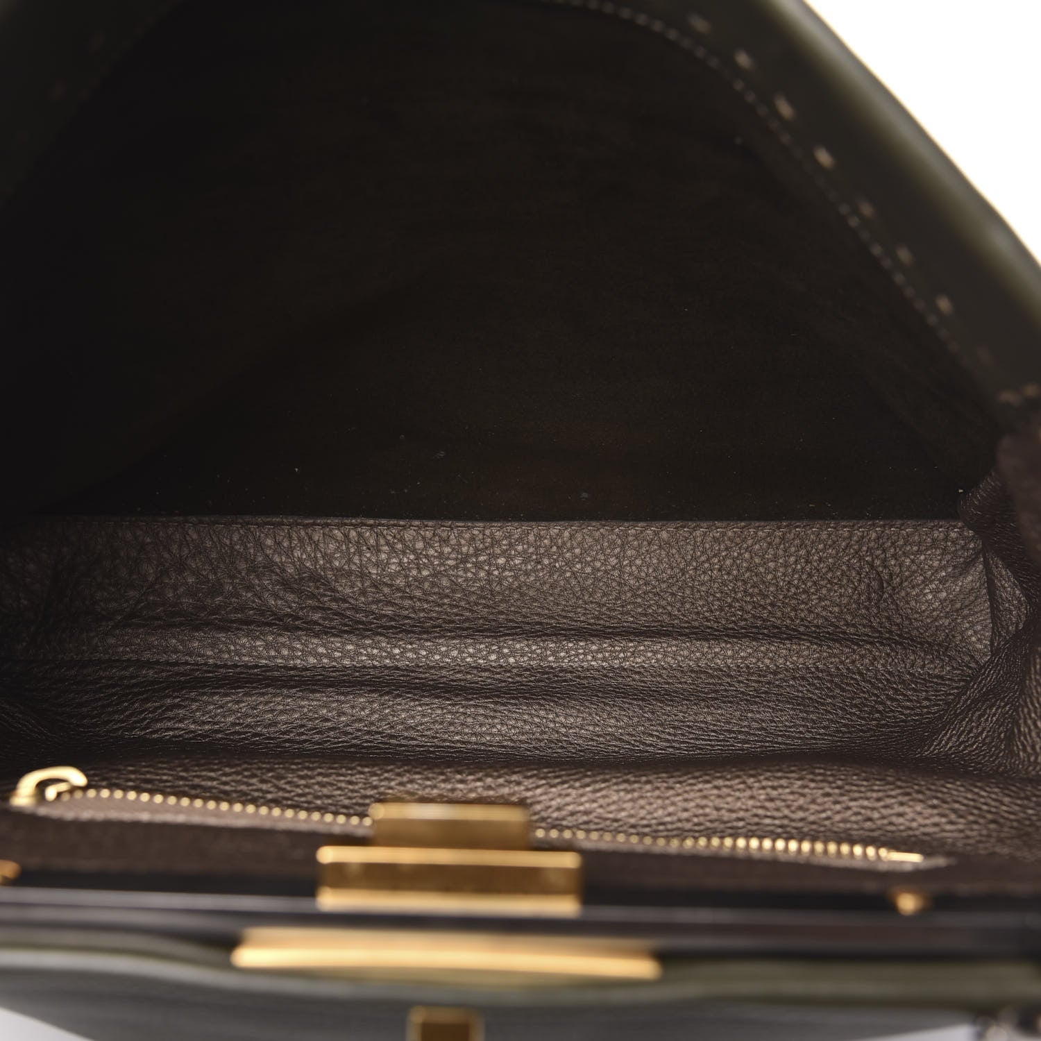 Fendi Vitello Saddle Cuoio Romano Selleria Large Peekaboo Iconic Satchel Olive 4 of 13
