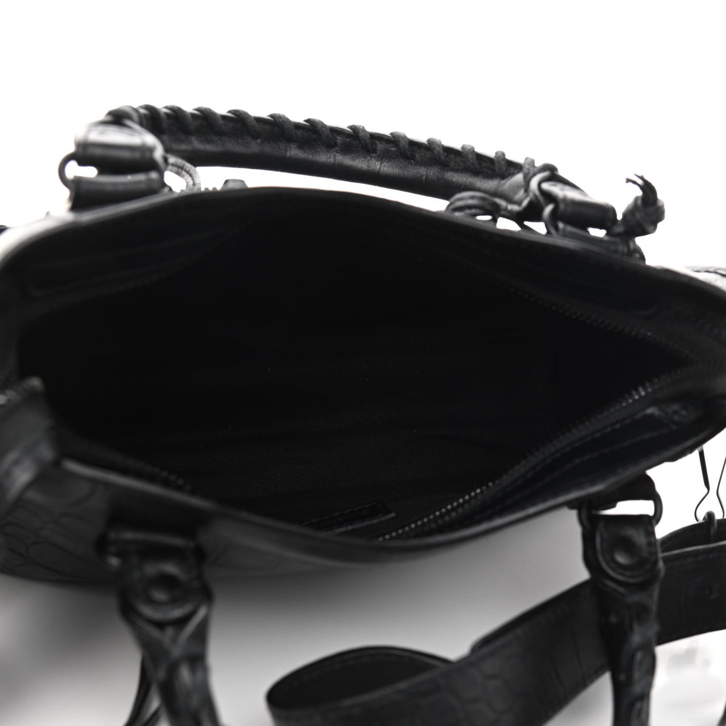 Matte Supple Lambskin Crocodile Embossed Classic Black Hardware Mini City Black