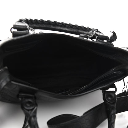 Balenciaga Matte Supple Lambskin Crocodile Embossed Classic Black Hardware Mini City Black 5 of 12