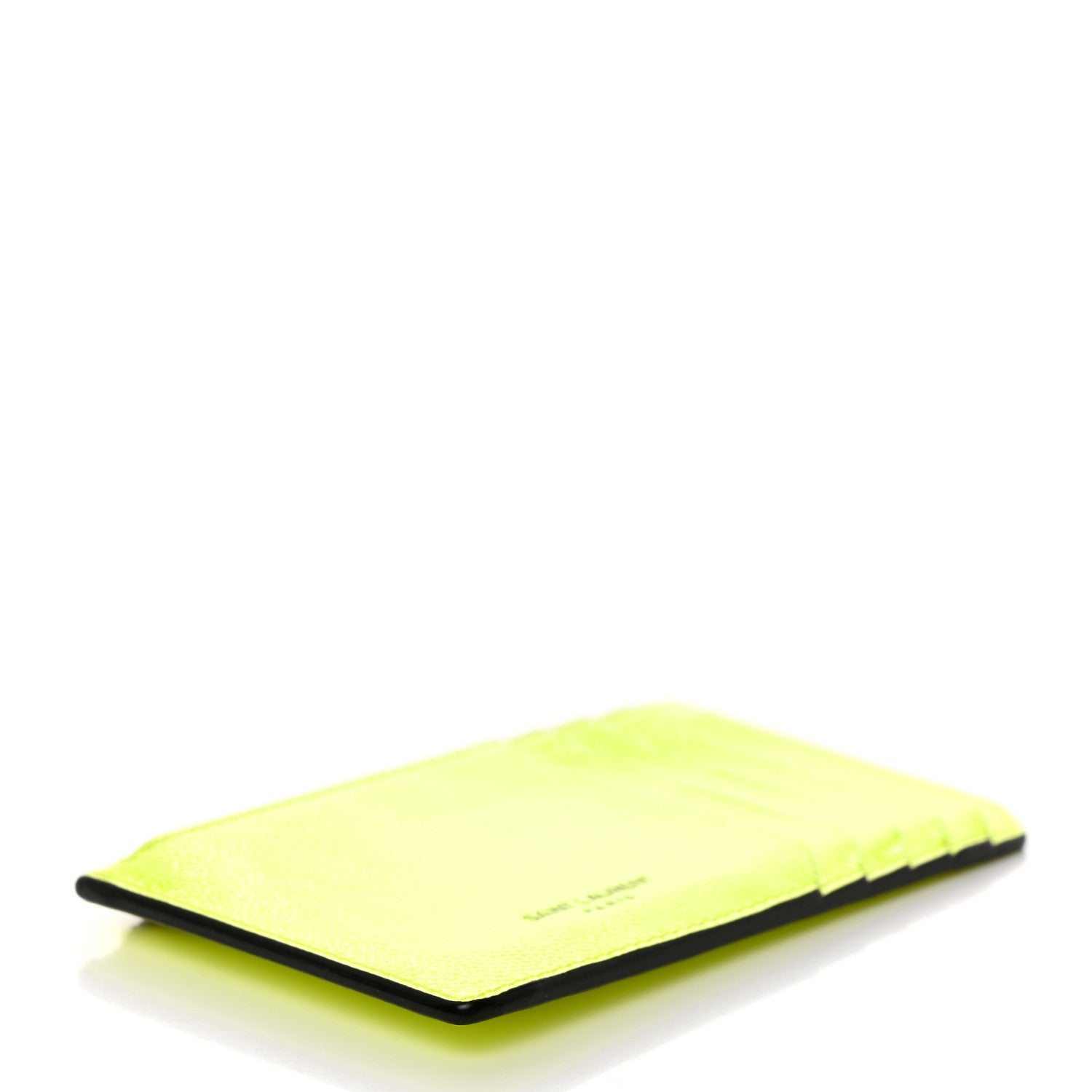 Saint Laurent Patent Calfskin 5 Fragments Zip Card Case Neon Yellow 4 of 8