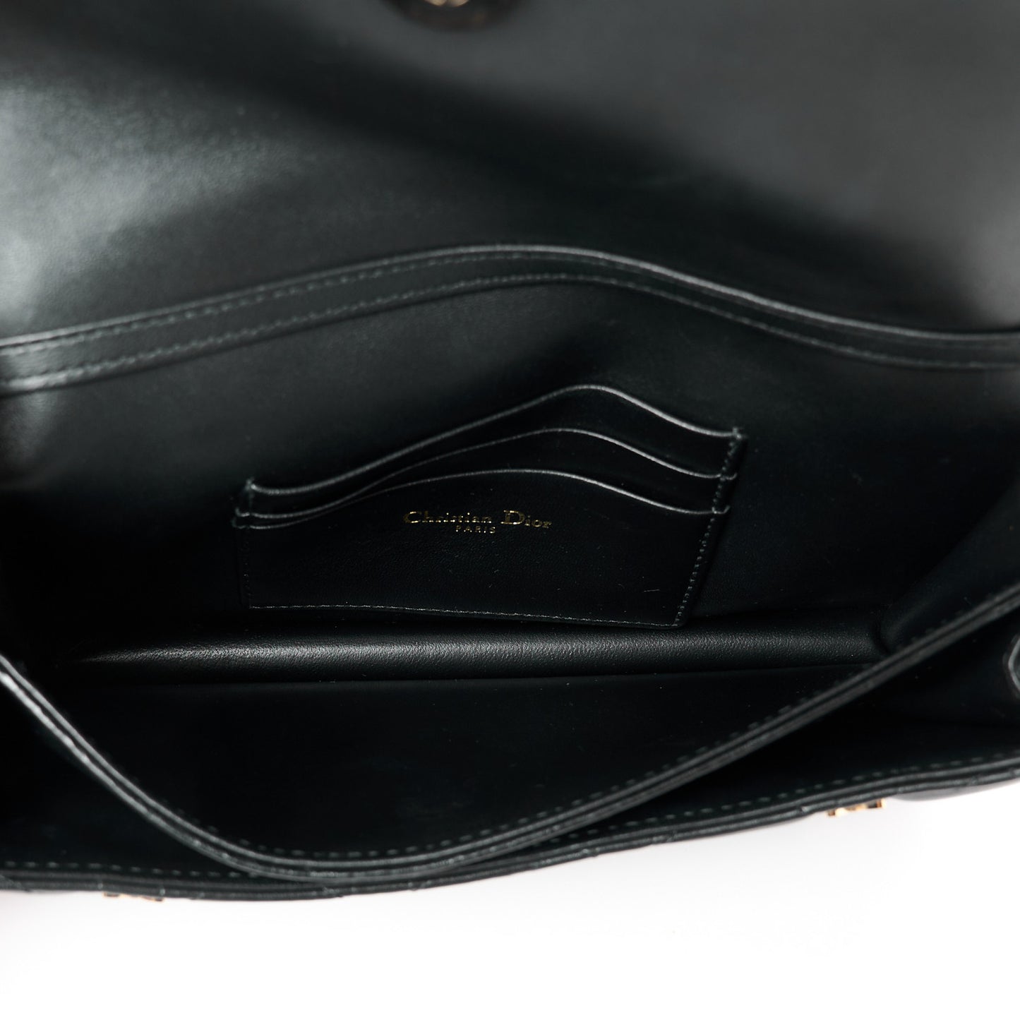 Lambskin Cannage Butterfly Studs Miss Dior Pouch Black