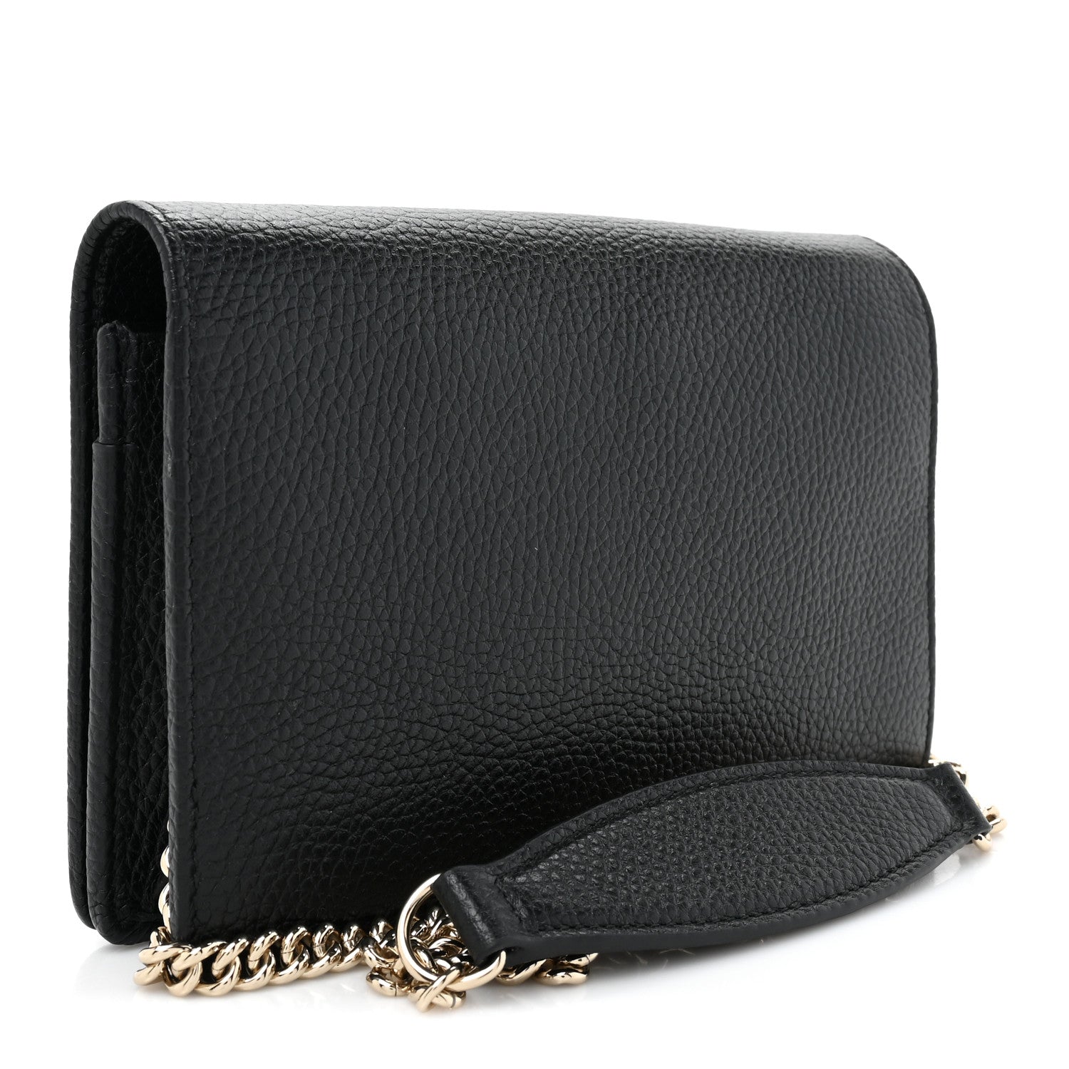 Gucci Pebbled Calfskin Soho Wallet On Chain Black 3 of 12