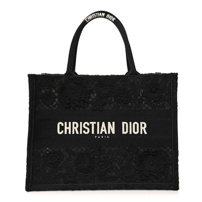 Christian Dior Embroidered 3D Macrame D-Lace Butterfly Medium Book Tote Black Multicolor 1 of 13