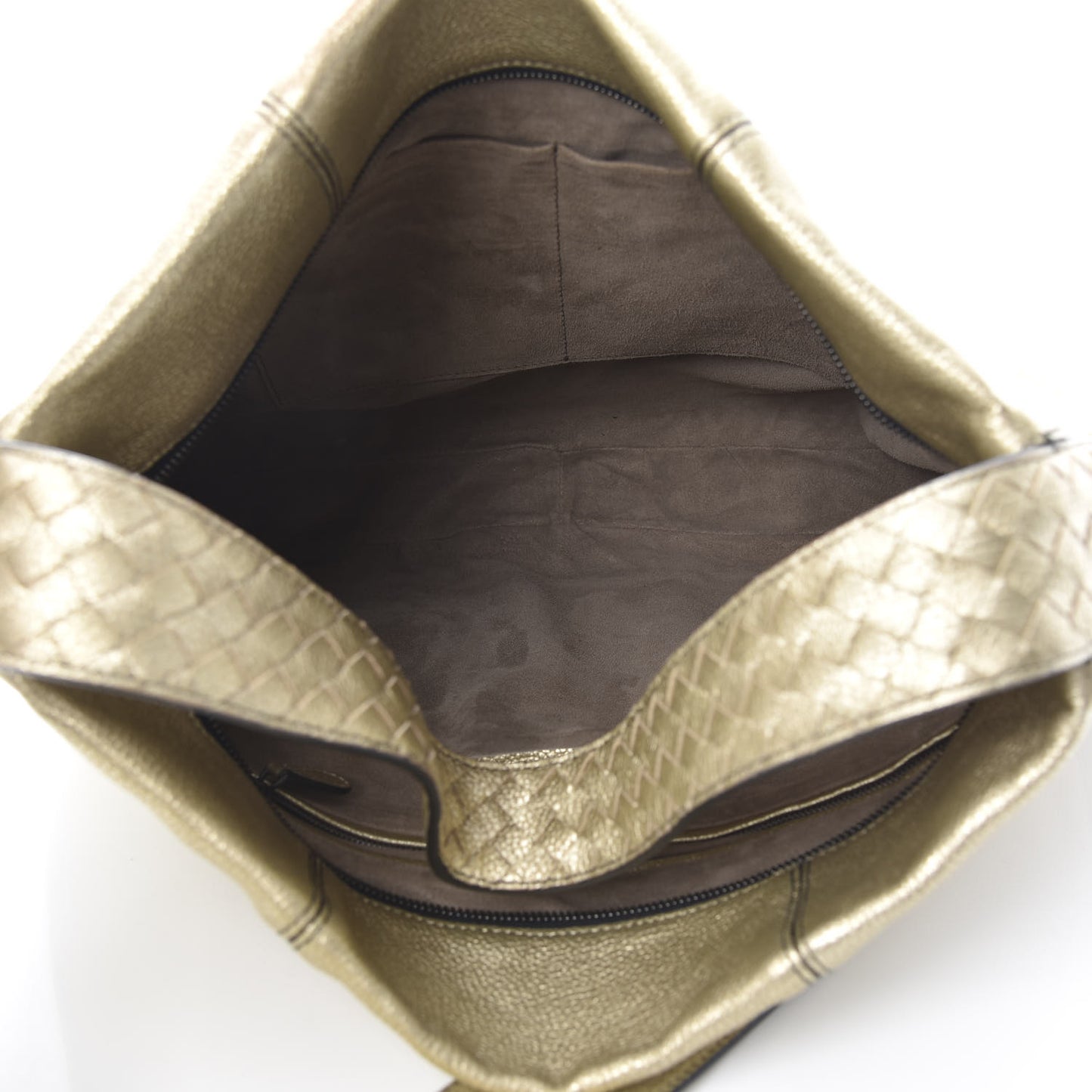 Metallic Lambskin Large City Veneta Hobo Platinum