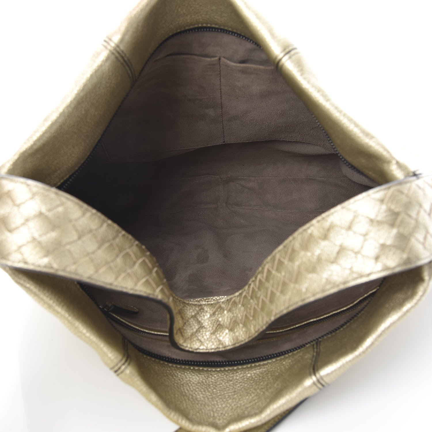 Bottega Veneta Metallic Lambskin Large City Veneta Hobo Platinum 4 of 9