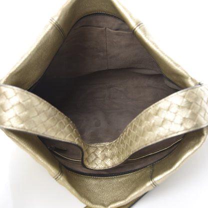 Bottega Veneta Metallic Lambskin Large City Veneta Hobo Platinum 4 of 9