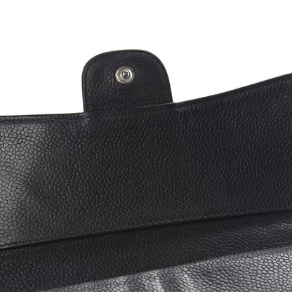 Chanel Caviar Quilted Large Gusset Flap Wallet Black 10 of 17