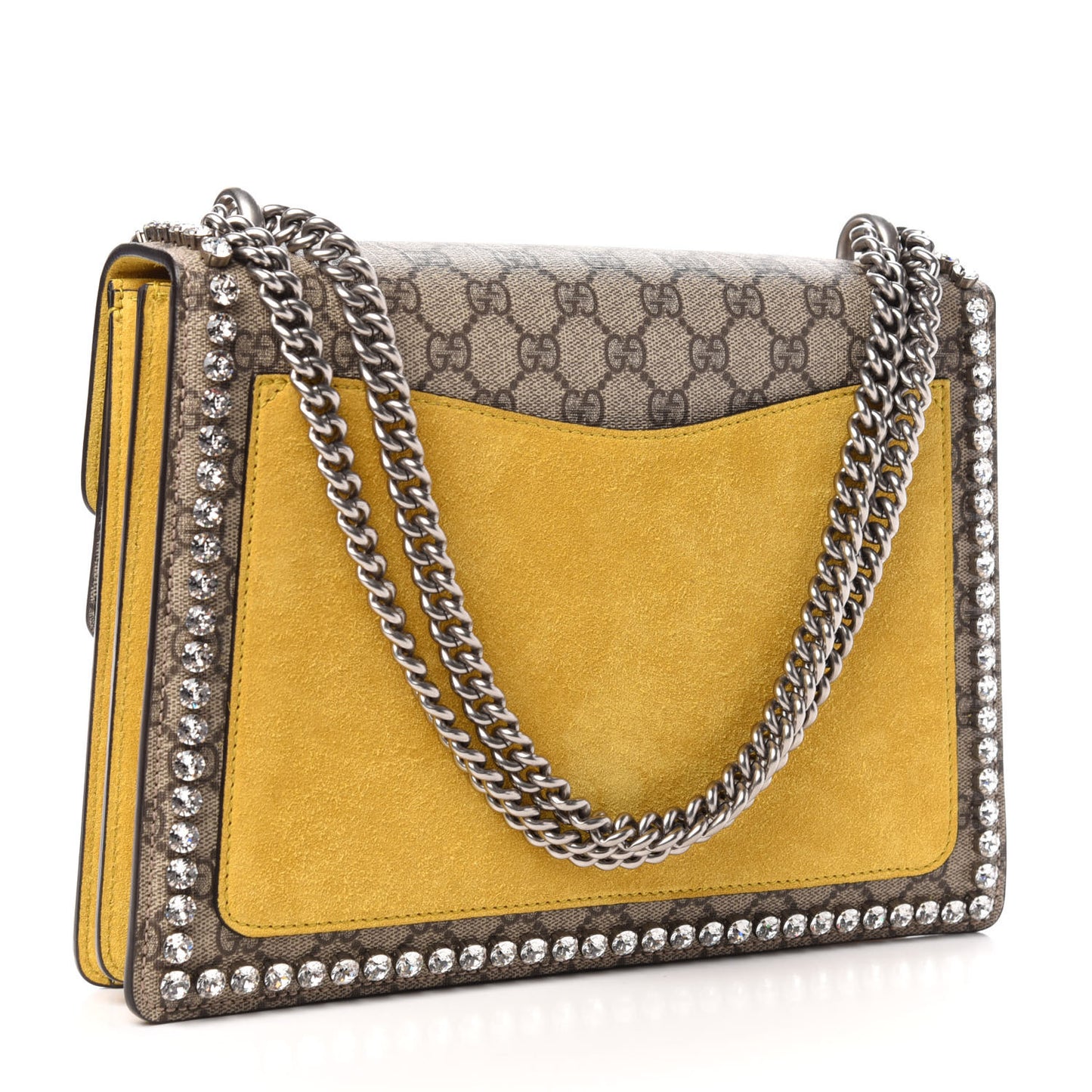 GG Supreme Monogram Crystal Bow Embroidered Medium Dionysus Shoulder Bag Yellow