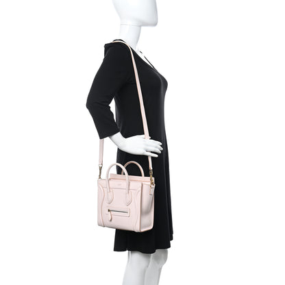 Celine Drummed Calfskin Nano Luggage Pale Pink 2 of 10
