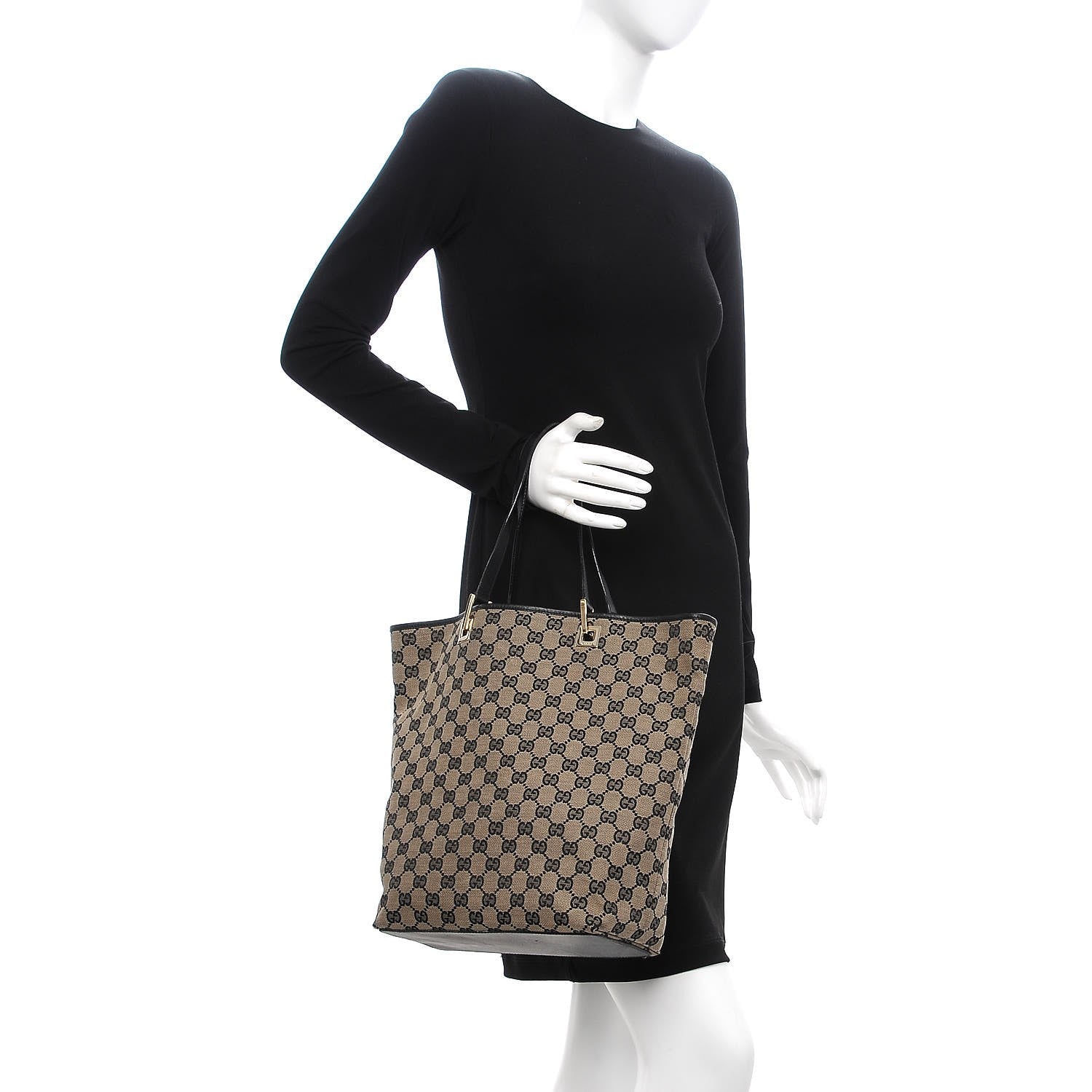 Gucci Monogram Canvas Medium Tote Black 2 of 10