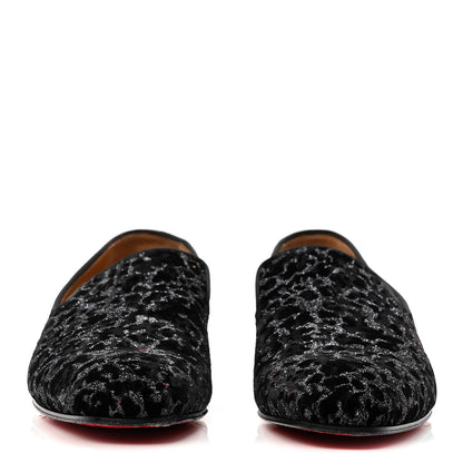 Christian Louboutin Velvet Glitter Mens Dandyrocks Flat Loafers 44 Black 3 of 8