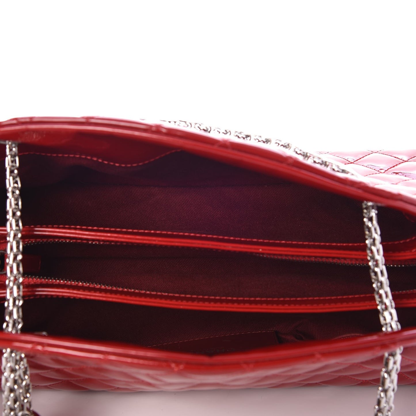 Patent Quilted Medium Just Mademoiselle Bowling Bag Red