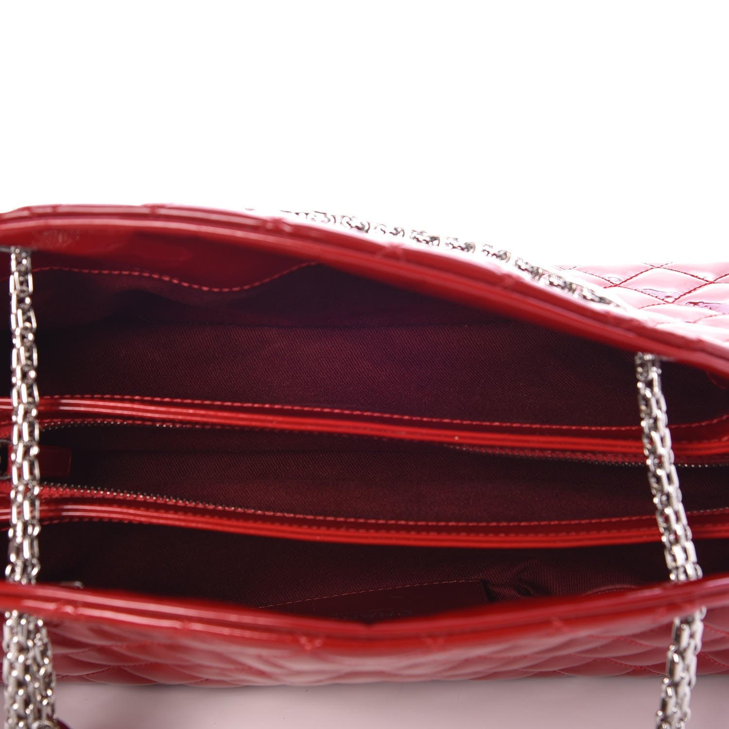 Chanel Patent Quilted Medium Just Mademoiselle Bowling Bag Red 5 of 7