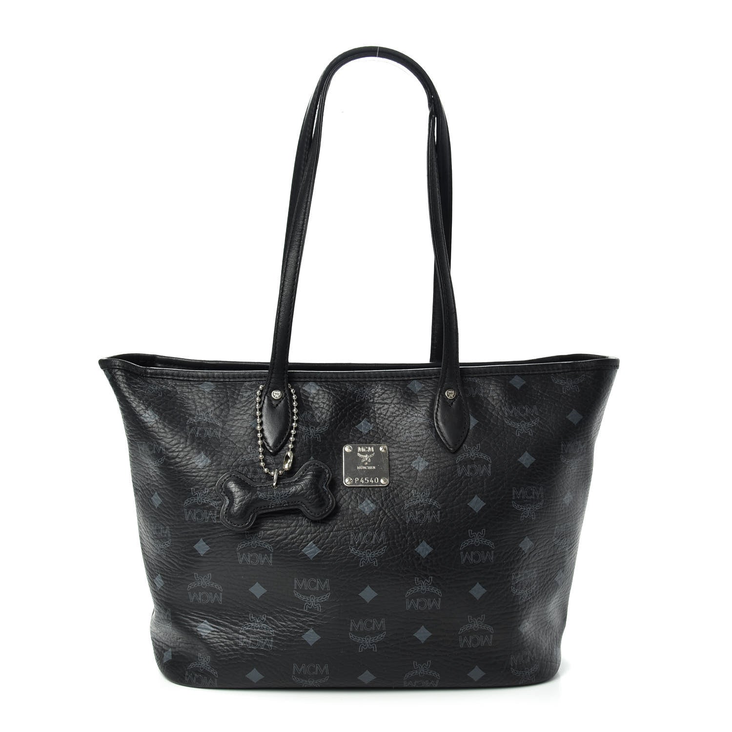 MCM Visetos Dog Bone Shopper Tote Black 1 of 9