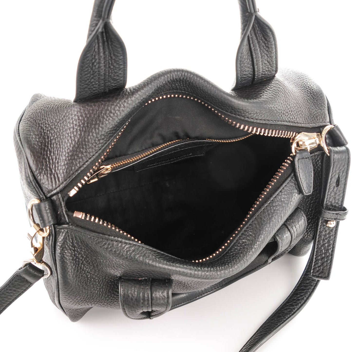 Pebbled Lambskin Rocco Black Pale Gold Hardware