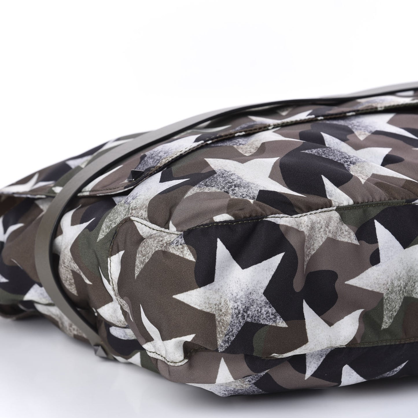 Nylon Printed Camustars Rockstud Messenger Bag Army Green White