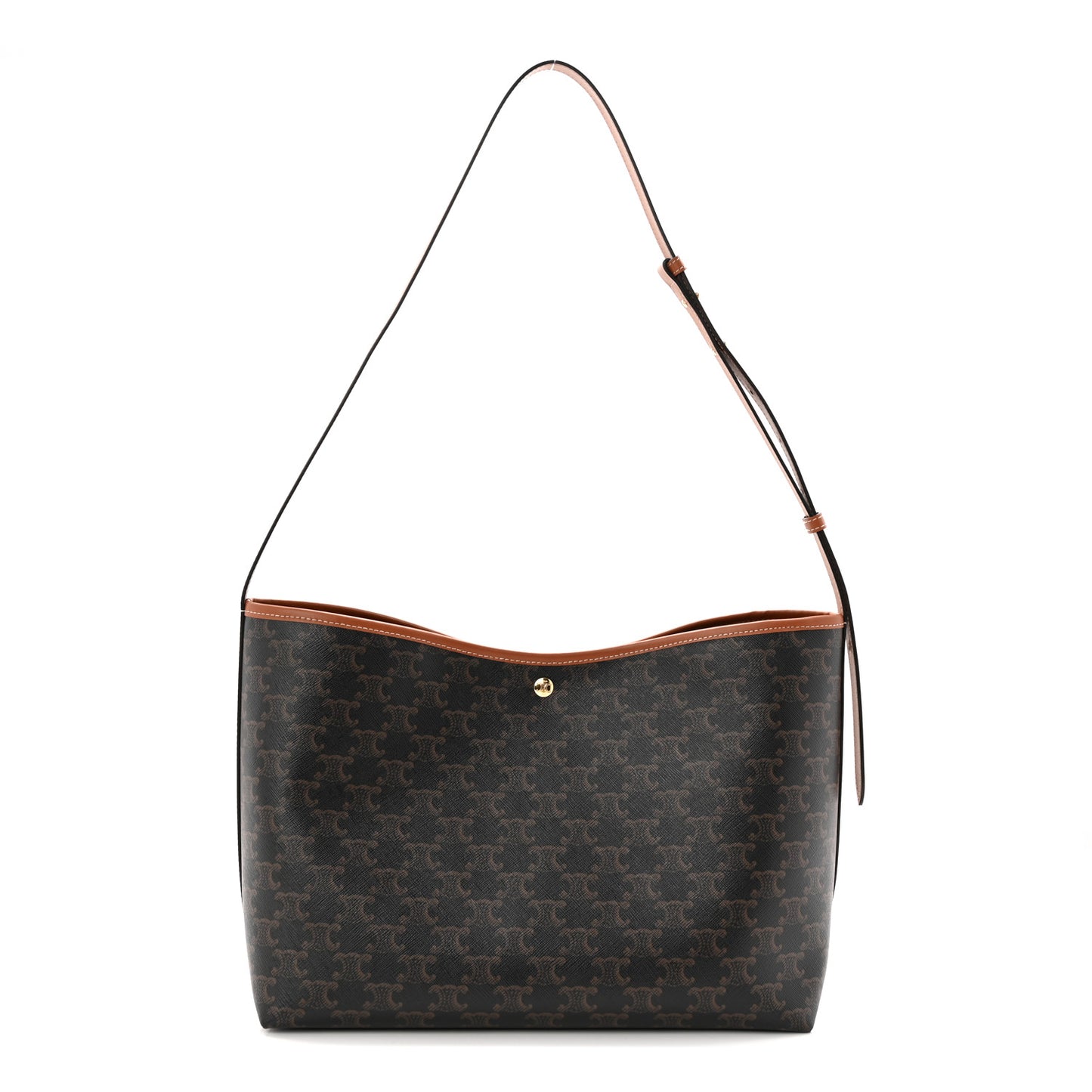 Triomphe Canvas Calfskin Shopper Tote Tan