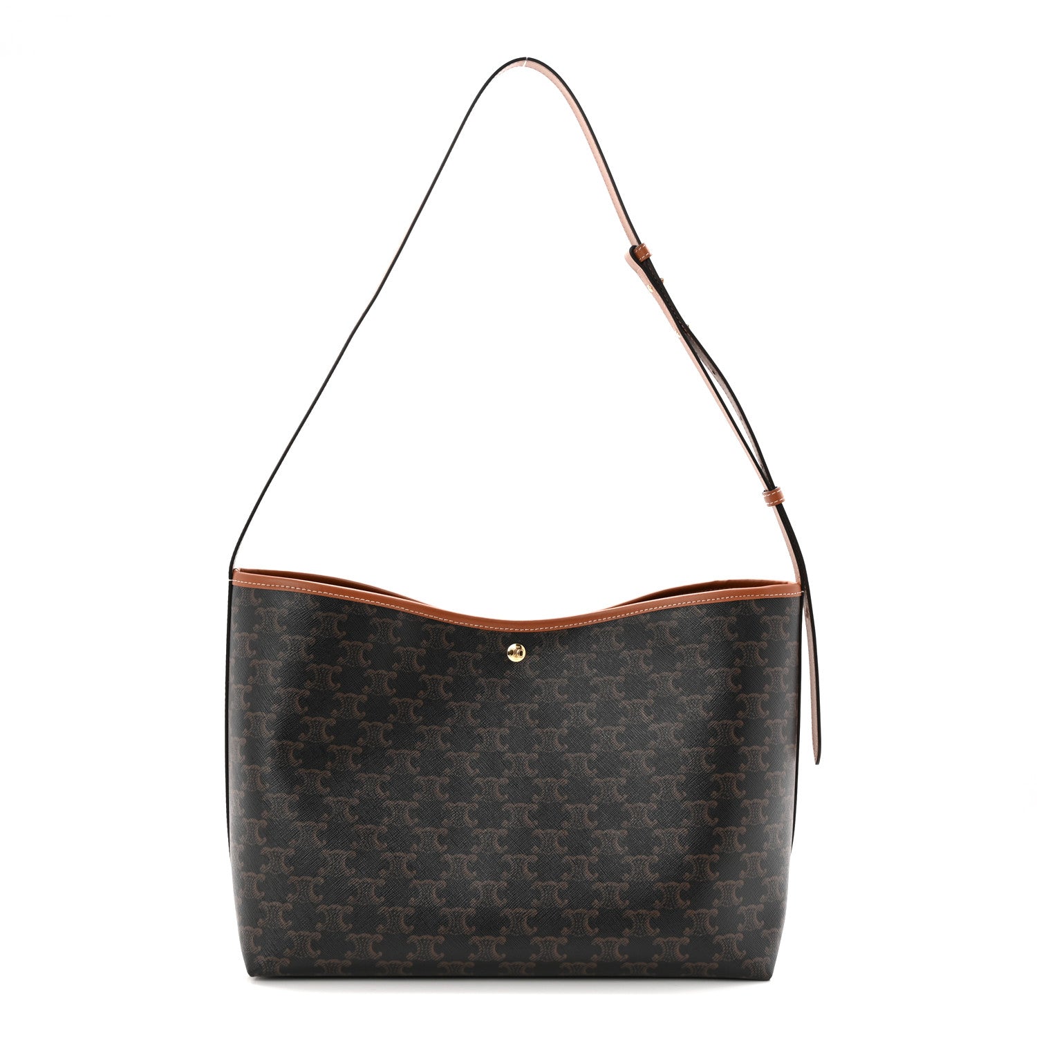 Celine Triomphe Canvas Calfskin Shopper Tote Tan 1 of 12