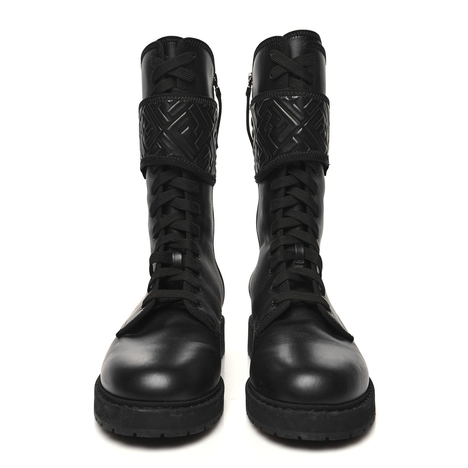 Fendi Vitello FF Embossed Biker Boots 40 Black 2 of 7