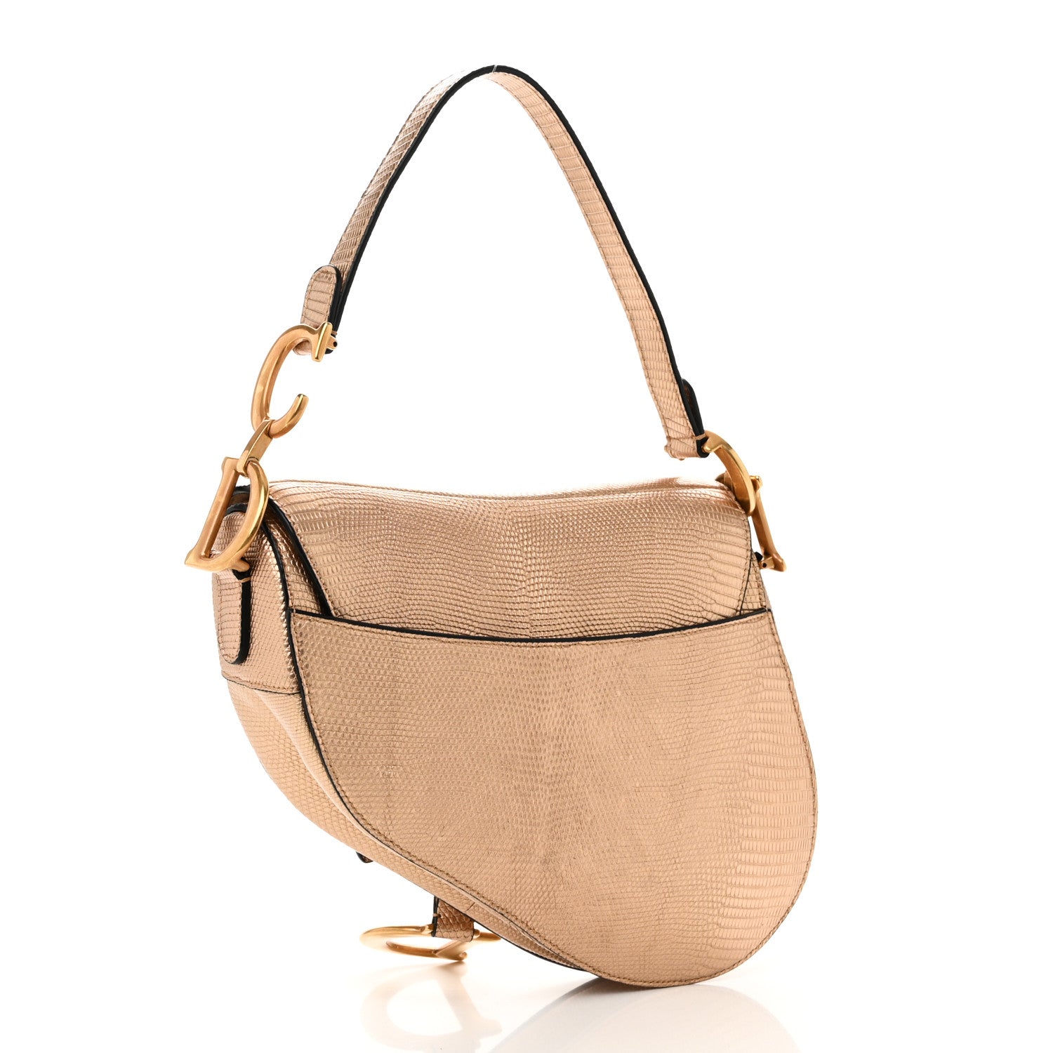 Christian Dior Metallic Lizard Saddle Bag Gold 3 of 10