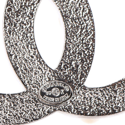 Chanel Pearl Crystal CC Mini Brooch Silver 4 of 5