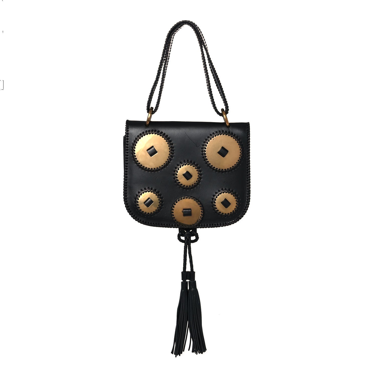 Salvatore Ferragamo Calfskin Whipstitch Kamelia Shoulder Bag Black 1 of 14