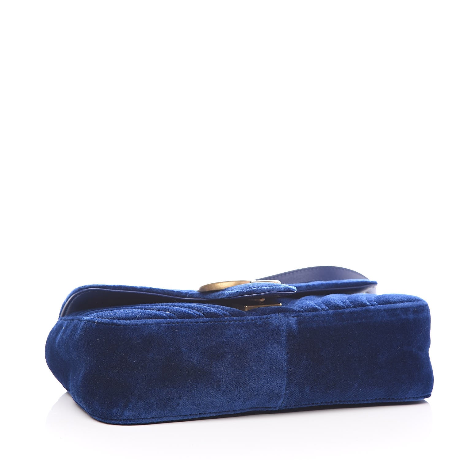 Gucci Velvet Matelasse Mini GG Marmont Shoulder Bag Cobalt Blue 4 of 10